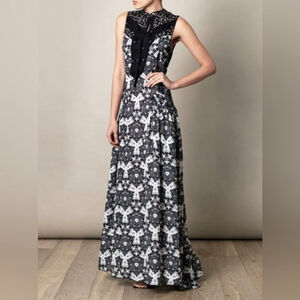 A.L.C. Lee Kaleidoscope Japanese Silk Maxi Dress – Blue & White, Size M